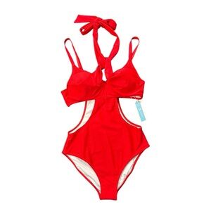 Cupshe NEW Swimsuit Bathing Suit Red Sexy Medium Beach Vacation Cruise Travel